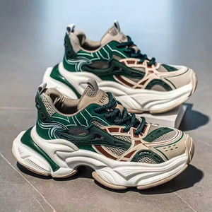 New Breathable Mesh Lace-up Anti-slip Closed Shoes Men Korean Version Versatile Thick-soled Sports Casual Shoes <b>Retro</b> Sporty - Product Image 1