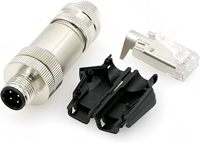 Connecteur RJ45 mâle M12 à 4 broches codé D avec prise PG9 pour câble Ethernet, de la gamme Cables d'Alvin (Cable Factory)