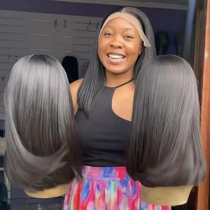 Peru Ngắn Bob Glueless Tóc Giả Tóc Con Người Ren Phía Trước Cho Phụ Nữ Da Đen Nguyên Việt Nam Thẳng HD Ren Phía Trước Bob Tóc Giả - Product Image 1