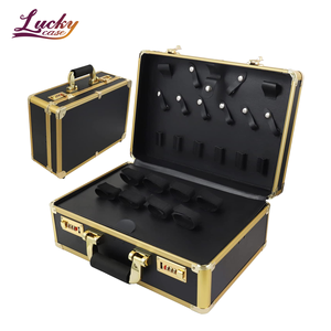 Professionale salone di taglio capelli cassetta portautensili custodia in alluminio portatile con finitura oro OEM/ODM personalizzabile - Product Image 1