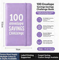Carnet de budget pour le défi des 100 enveloppes, Organisateur d'enveloppes de trésorerie en cuir PU avec pages pour cartes PVC