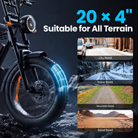 Nueva Bicicleta Eléctrica de Montaña Aairsk X5, Llanta Gruesa de 20 Pulgadas, 250W, 48V, 15Ah, Motor Trasero, Batería de Litio, para Desplazamientos, Stock en la UE