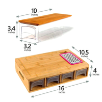 Ensemble de planches à découper en bambou personnalisées avec 4 plateaux, tiroirs, conteneurs et râpe à légumes