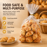 Bolsas de Embalaje para Regalos de Dulces y Chocolates, Impresas Personalizadas al por Mayor, de Calidad Alimentaria, Transparentes, de Celofán BOPP, para Pan, con Lazos de Cierre y Cartón