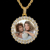 Collar con Colgante de Foto Personalizado, Collar con Imagen Personalizada de Acero Inoxidable, Collar con Foto en Color Zircon