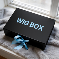 Boîte cadeau en papier de soie personnalisée, boîte rigide magnétique avec logo pour l'emballage des extensions de cheveux, boîte d'emballage pour perruques