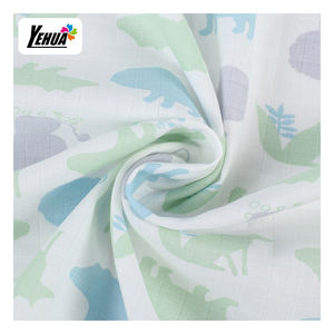 Offre Spéciale 100% coton 2 couches <span class=keywords><strong>gaze</strong></span> mousseline tissu avec goutte de rosée et étoiles en feuille sur le dessus pour robes et jupes pour femmes - Product Image 5