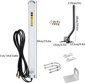 Système d'antenne 4G LTE/5G omnidirectionnelle extérieure 2x2 <span class=keywords><strong>MIMO</strong></span> avec connecteurs F et TS9, câble de 5 mètres/poteau de montage (kit complet) - Product Image 2