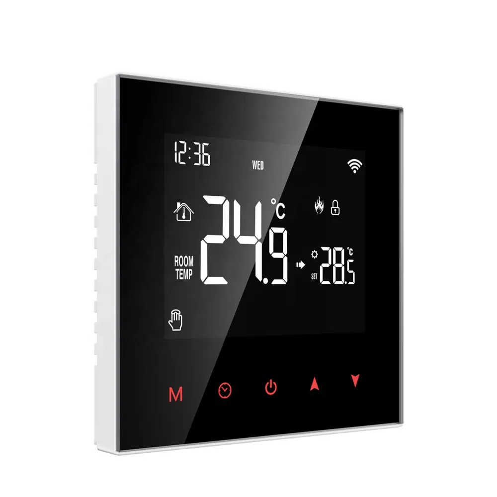 شاشة لمس LCD درجة حرارة دقيقة للمشاركة العائلية تدفئة أرضية مياه واي فاي ترموستات تدفئة أرضية
