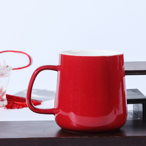 Tasse en céramique Double Bonheur rouge pour couple de mariés, ensemble individuel, design 1314, impression de logo disponible - Product Image 3