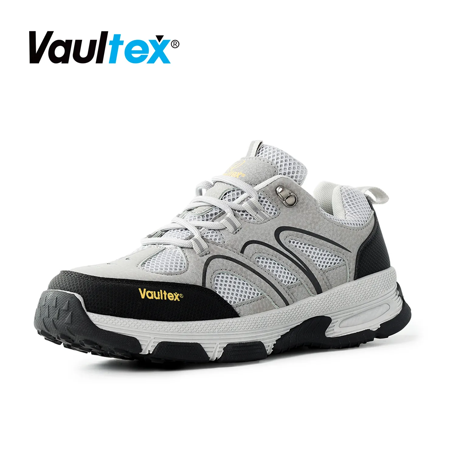 Vaultex sepatu keselamatan kerja untuk pria, sepatu keselamatan kerja jala industri ujung baja bersirkulasi, sepatu keselamatan tahan tusukan, sepatu kerja Dubai luar ruangan