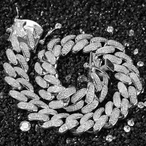 Collana <span class=keywords><strong>da</strong></span> <span class=keywords><strong>Uomo</strong></span> Placcata Oro con Diamanti Ice Out, Catena Piatta Popcorn <span class=keywords><strong>da</strong></span> 15mm, Garanzia di Qualità, per Anniversario - Product Image 3