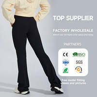 JIEJIN-Pantalon de yoga en nylon noir à taille haute pour jeunes femmes, leggings évasés avec scrunch