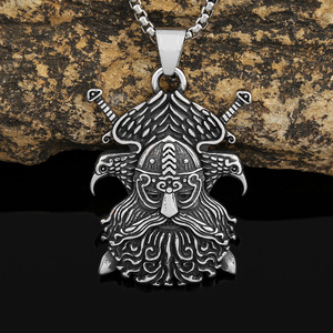 Yunnique – collier nordique en acier inoxydable pour hommes, pendentif épée d'aigle Viking, bijoux cadeau, chaîne en acier titane simple face, 60cm - Product Image 1
