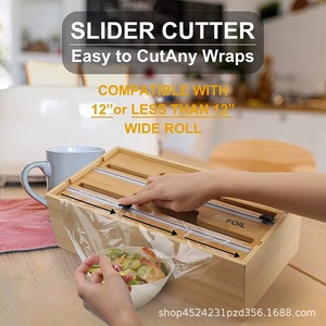 Tujetsch Wooden Cling Film Cutter <b>Drawer</b> Organizer With Wax Foil Plastic Slots Kitchen Storage Solution - Product Image 3