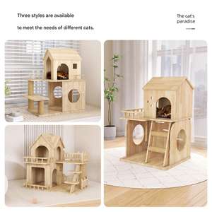 Arbre à <span class=keywords><strong>chat</strong></span> multifonctionnel à double niveau en bois massif avec <span class=keywords><strong>échelle</strong></span> en corde de chanvre <span class=keywords><strong>pour</strong></span> petits appartements, idéal <span class=keywords><strong>pour</strong></span> les chatons et les chats âgés - Product Image 5