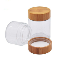 Tarro de crema facial resistente a niños, tarro de vidrio de madera de bambú, con tapas de bambú, 2oz, 4oz, 8oz