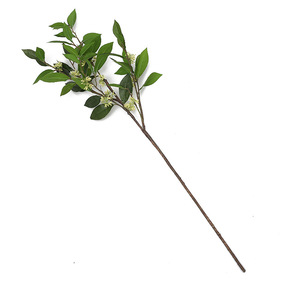 Branche d'Osmanthus artificielle de 90 cm, feuilles vertes réalistes avec fleurs crème, fausse verdure pour la décoration de la maison, du vase ou de mariage - Product Image 5