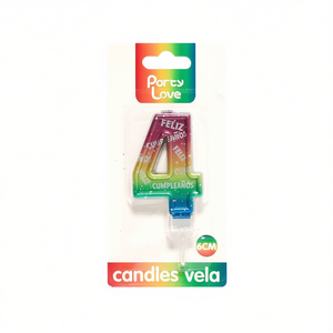 Party Love Birthday <b>Candle</b> Number 4 Multicolor 6Cm For Cake Decorations - Product Image 3