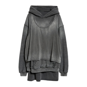 Sweat-shirt unisexe surdimensionné imprimé avec broderie 3D, design délavé à l'acide, manches longues, look superposé tendance, streetwear vintage - Product Image 1