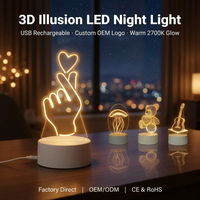 Lampe de table LED 3D en acrylique personnalisée en gros avec logo pour décoration de cadeaux