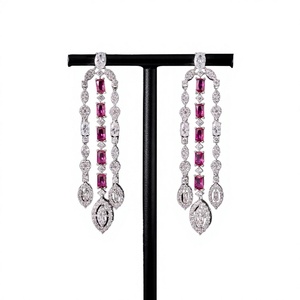 00091 <span class=keywords><strong>YOOHOO</strong></span> Dubaï Luxe Tendance Laiton Pampilles Cristal Zircon Cubique Boucles d'Oreilles Pendante Femme Mariage Fête Plaqué Or Rhodié - Product Image 3