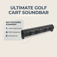 Nouvelle conception, barre de son circulaire 8 en 1 pour voiturette de golf avec lumières LED, mini barre de son pour voiturette de golf