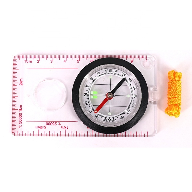 Transparent Waterproof Outdoor Compass for Camping Hiking Multifunctional Map Compass for Navigation