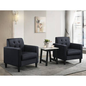 Juego de Sillones y Mesa Auxiliar de Terciopelo Negro Moderno <span class=keywords><strong>Ezio</strong></span> para Sala de Estar - Product Image 1