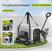 Poussette pliable pour animaux de compagnie JXB Fashion en aluminium à 4 roues, durable, légère, portable, facile à pousser et à ranger pour les voyages et l'usage quotidien