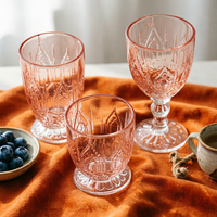 Verre à vin gobelet vintage coloré personnalisé avec pied, gaufré, écologique, résistant au lave-vaisselle, capacité 230 ml, idéal pour les fêtes