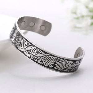 Bracelets <span class=keywords><strong>en</strong></span> acier inoxydable de thérapie magnétique pour la <span class=keywords><strong>santé</strong></span>, bracelet de poignet <span class=keywords><strong>Viking</strong></span> avec totem de phénix, bracelet amulette Wiccan - Product Image 1