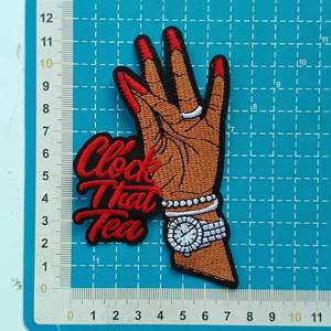 Best-selling <b>Clock</b> That Tea Beauty Patches Iron on Embroidery Accessories Patches for Clothing/jacket/pants/shoes - Product Image 4