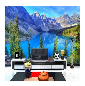 Bellissima Carta da Parati 3D con Motivi Floreali, Murale HD con Paesaggio Lacustre per Soggiorno e Sfondo TV - Product Image 1