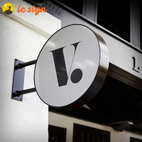Enseigne lumineuse ronde personnalisée, enseigne à LED double face, enseigne suspendue illuminée, café, restaurant, devanture de magasin