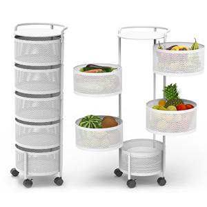Multi-Layer 360 Degree Rotating Shelf Metal Fruit Vegetable Storage Rack For Home