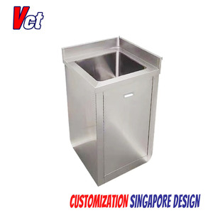 อ่างล้างมือแบบอ่างเดี่ยวสำหรับการแพทย์ ยี่ห้อ VICTORY KITCHEN พร้อมถังขยะและแผ่นกันน้ำกระเด็น รับน้ำหนักได้ 100 กก. สีเงิน สำหรับโรงพยาบาลและโรงแรม - Product Image 5