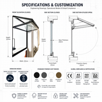 Fenêtres et portes coulissantes verticales électriques en aluminium pour devantures de magasins