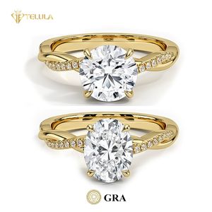 Elegante Anello Nuziale con Moissanite Placcato Oro 18K in Argento S925, Taglio Ovale da 1ct con Incastonatura a Griffe, Gioielli da Sposa - Product Image 1