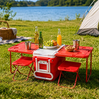 Ensemble table pliante et glacière avec tabouret intégré pour pique-nique en extérieur, isolation alimentaire et repas