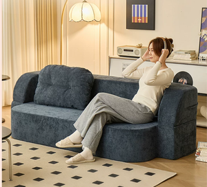 Sofá <span class=keywords><strong>Chaise</strong></span> <span class=keywords><strong>Longue</strong></span> Minimalista Moderno de Estilo Vintage de Una Plaza, Reclinable, Convertible en Cama, Plegable, de Tela de Chenilla y <span class=keywords><strong>Terciopelo</strong></span> para Sala de Estar - Product Image 1