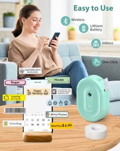 Jiuyin Mini Home Thermal Sticker <b>Label</b> <b>Printer</b> 203 DPI High Definition Printing Handheld for 15mm Paper Size 1200mAh - Product Image 5