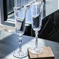 Prix de gros, gobelet en verre vintage de haute qualité pour mariage, fête, restaurant, supermarché, gobelet à champagne rouge transparent