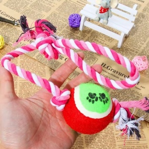 Jouet à mâcher pour chien Zoyi Pet Double Tennis Ball - Corde en <span class=keywords><strong>coton</strong></span> résistante aux morsures - Jeu de la corde - Auto-entretenement - Utilisation quotidienne - Soulagement des poussées dentaires - Product Image 6