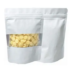 3.9x5.9英寸哑光白色可重新密封站立式袋，带窗口热封散装食品储存包装箔袋