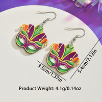 Boucles d'oreilles classiques pour femmes, style européen et américain, pour carnaval coloré, avec motifs crocodile, homard, couronne et masque, bicolores contrastées, pour soirée