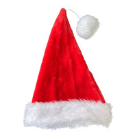 Chapeau de Noël long en peluche pour adultes avec boules suspendues, décoration de Noël en fourrure à coupe plate allongée et épaissie