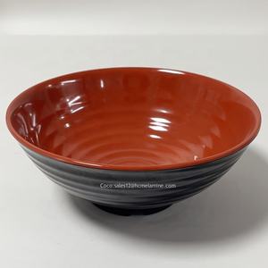 Venta caliente japonés redondo reutilizable rojo y negro melamina plástico fideos tazón restaurante Ramen juego de cuencos para servir al por mayor - Product Image 6