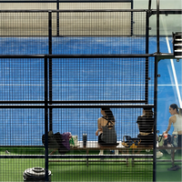 Terrain de padel panoramique standard FIP, arène en verre professionnelle, intérieur/extérieur, structure en acier galvanisé à chaud, équipement complet