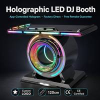 Mesa de DJ Triangular Invertida de Hierro Forjado de 1.2m con Logotipo Personalizado, Podio de Discoteca con Luces LED RGB, Soporte de Escenario con Ruedas Silenciosas, Directo de Fábrica